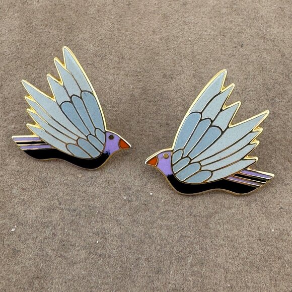 Vintage Rare LAUREL BURCH Earrings Celeste Birds For Pierced Ears - Picture 3 of 5
